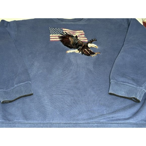 Croft & Barrow Eagle American Flag Crew Sweatshirt Mens Blue Workwear Quilting - Picture 7 of 12